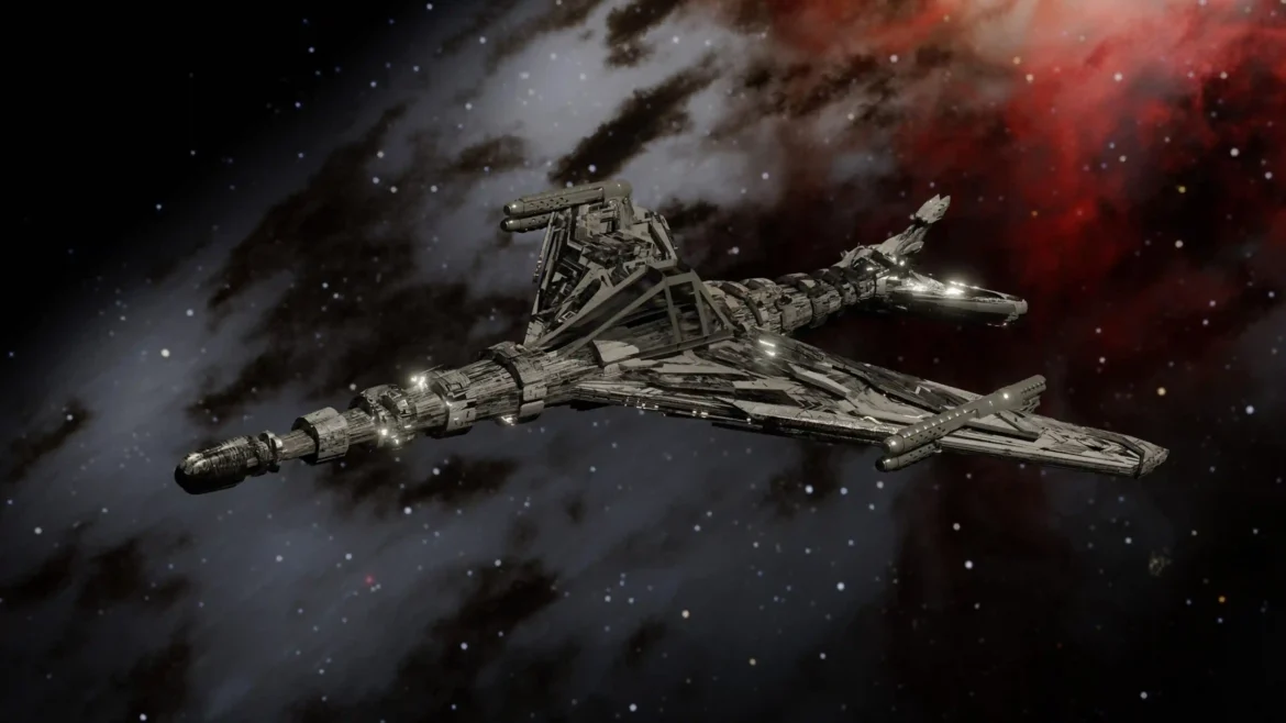 Futuristic galactic spaceship 4K wallpaper flying through deep space nebula