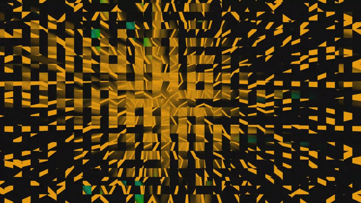 Golden abstract blocks 4K wallpaper with futuristic geometric digital art pattern