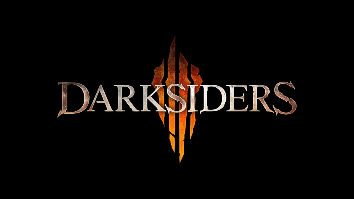 Darksiders 4 teaser logo glowing with orange magma against a solid black background 4K wallpaper