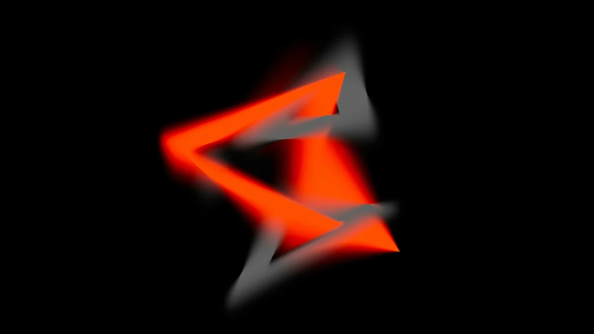 Glowing orange and gray geometric triangles with motion blur on a black background 4K wallpaper