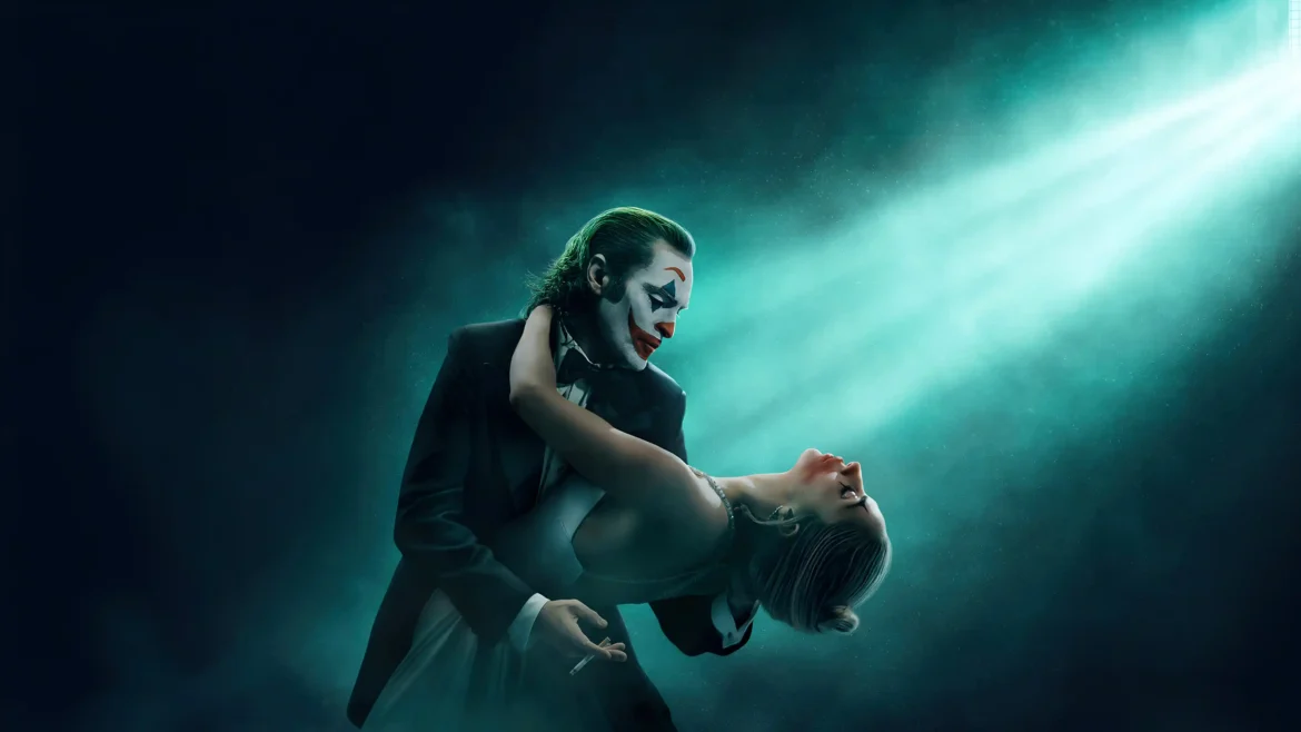 Joker and Harley Quinn sharing an emotional dance beneath a dramatic spotlight in cinematic 4K artwork